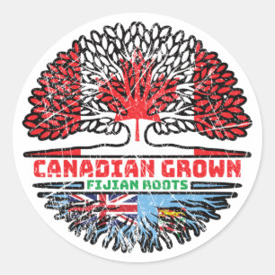 Fiji Fijian Canadian Canada Tree Roots Flag Ronde Sticker