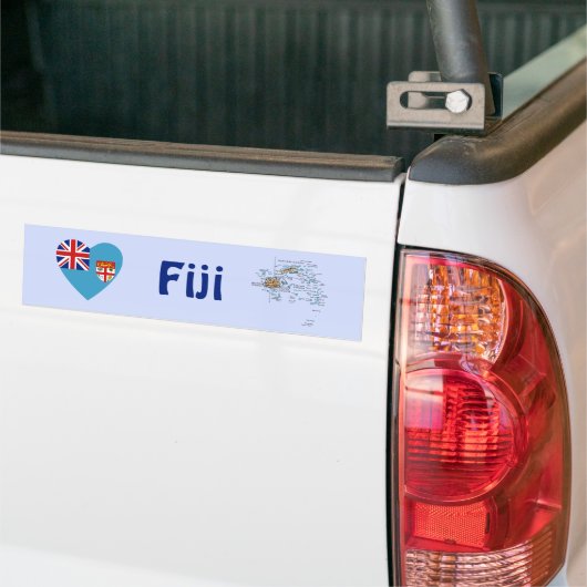 Fiji Flag Heart + Map Bumpersticker (Op Truck)