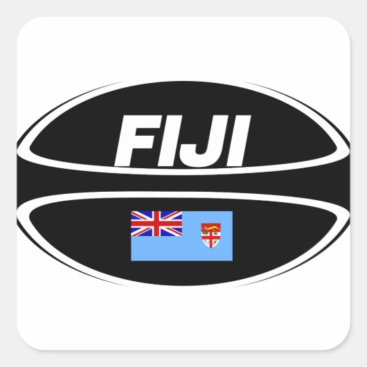 Fiji Flag Rugby Ball Vierkante Sticker (Voorkant)