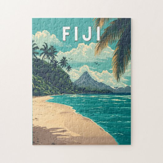 Fiji Illustration Travel Art Vintage Legpuzzel (Verticaal)