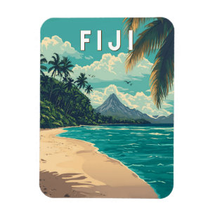 Fiji Illustration Travel Art Vintage Magneet