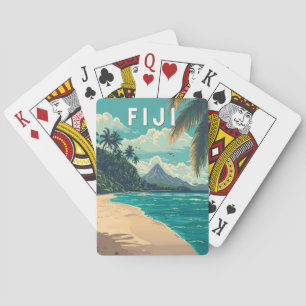Fiji Illustration Travel Art Vintage Pokerkaarten