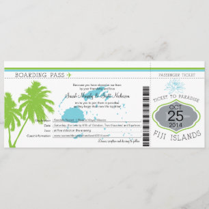 Fiji Islands Boarding Pass Wedding Kaart