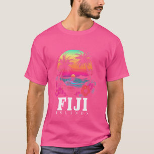 Fiji Islands Hibiscus Flowers Beach Surfer Souveni T-shirt