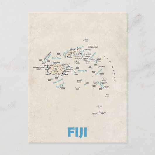 Fiji kaart briefkaart (Voorkant)