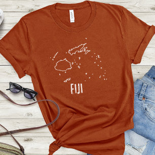 Fiji Landkaart Grenslijn Fijiaanse Overzicht Vorm T-shirt