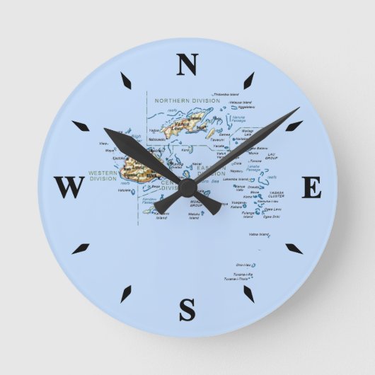 Fiji Map Clock Ronde Klok (Voorkant)
