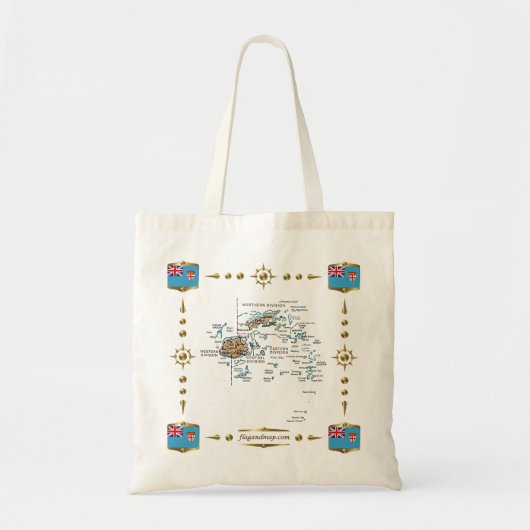 Fiji Map + Flags Bag Tote Bag (Voorkant)