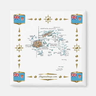 Fiji Map + Flags Magnet Magneet