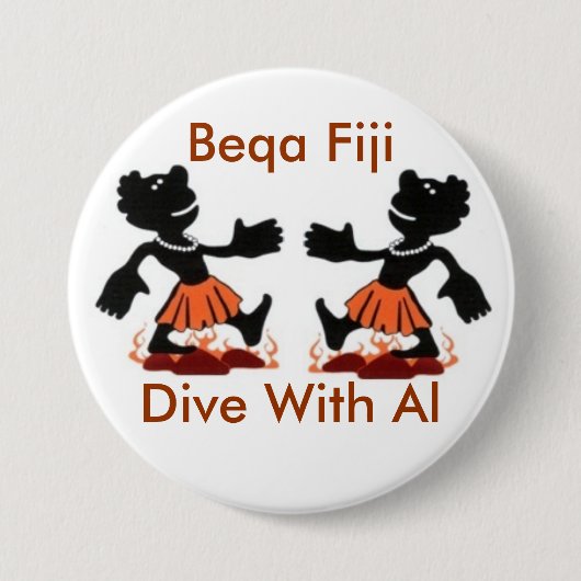 Fiji Native, Beqa Fiji, duik met Al Ronde Button 7,6 Cm (Voorkant)