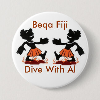 Fiji Native, Beqa Fiji, duik met Al Ronde Button 7,6 Cm