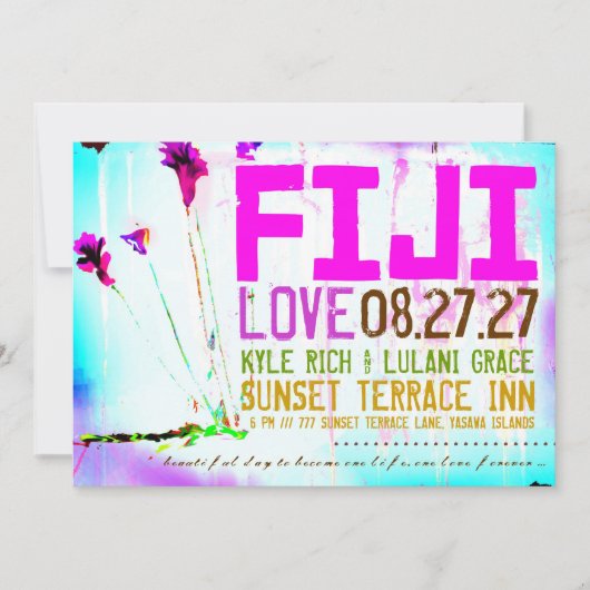 FIJI ONE Invitation de destination Dos blanc (Devant)