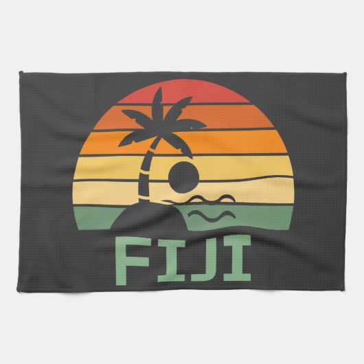 Fiji  Palm Trees Summer Beach Theedoek (Horizontaal)