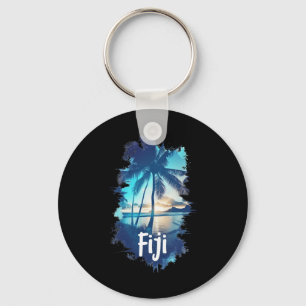 Fiji Palmbomen Strand Zonsondergang Vakantie Souve Sleutelhanger