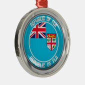 Fiji Round Emblem Metalen Ornament (Rechts)