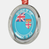 Fiji Round Emblem Metalen Ornament (Links)