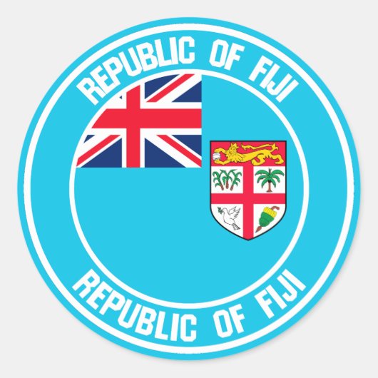 Fiji Round Emblem Ronde Sticker (Voorkant)