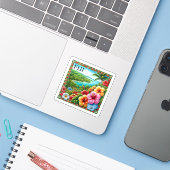 Fiji Stamp Classic Sticker (Laptop met iPhone)