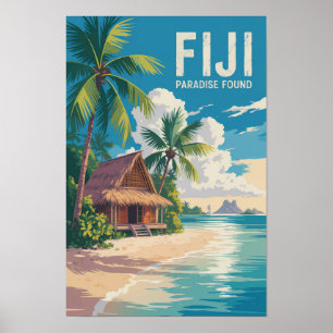 Fiji Strandhut Reis Kunst Vintage Poster