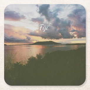 Fiji Tropisch Eiland Flexibele Foto Magneet Vierkante Kartonnen Onderzetter