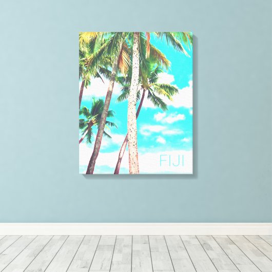 Fiji tropische kokokospalm canvas afdruk (Insitu (Houten vloer))