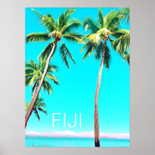Fiji tropische kokokospalmen — reisdruk poster