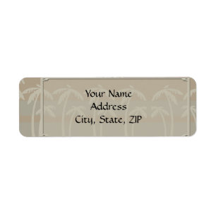 Fiji: Tropische palmbomen in Taupe, Creme, Blue Etiket