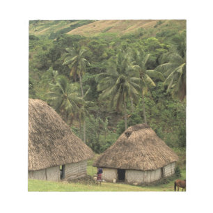 Fiji, Viti Levu, Navala, traditionele Bure-huizen Notitieblok