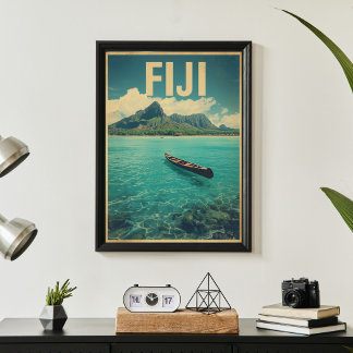 Fiji-wateren – Retro-oceaanvluchtreis Poster