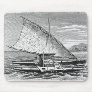 Fijiaanse dubbelkanoe uit de geschiedenis van muismat