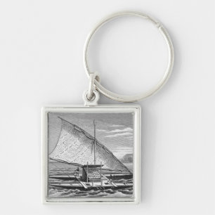 Fijiaanse dubbelkanoe uit de geschiedenis van sleutelhanger