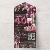 Fijn als wijn 40e verjaardag RSVP QR code All In One Uitnodiging (Binnen)