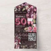 Fijn als wijn 50e verjaardag RSVP QR code All In One Uitnodiging (Binnen)