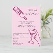 Fijn als wijn thema Hand getrokken verjaardagsfees Kaart (Staand voorkant)