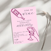 Fijn als wijn thema Hand getrokken verjaardagsfees Kaart