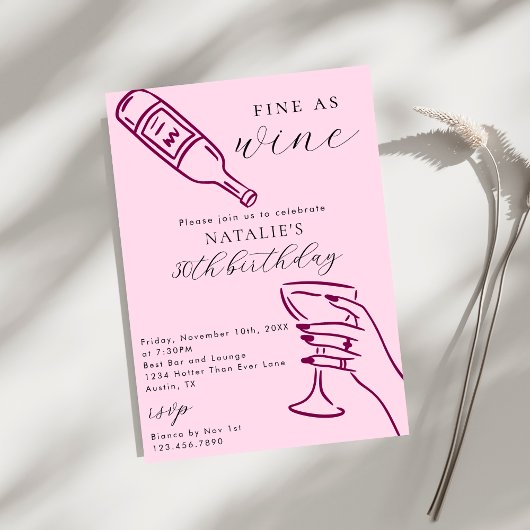 Fijn als wijn thema Hand getrokken verjaardagsfees Kaart