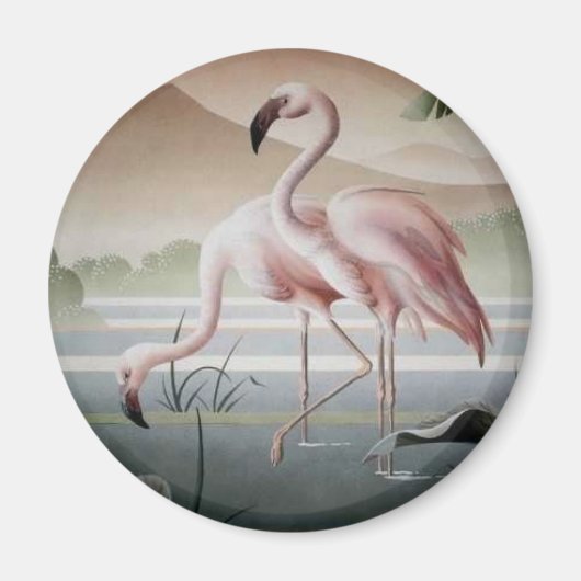 Fijn bij Pink Flamingo Magnet Magneet (Voorkant)