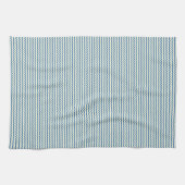 fijn chevron zigzag patroon denim blauw en crème theedoek (Horizontaal)