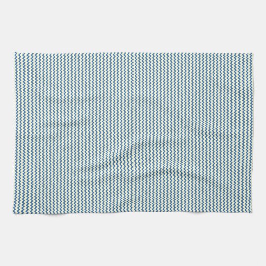 fijn chevron zigzag patroon denim blauw en crème theedoek (Horizontaal)