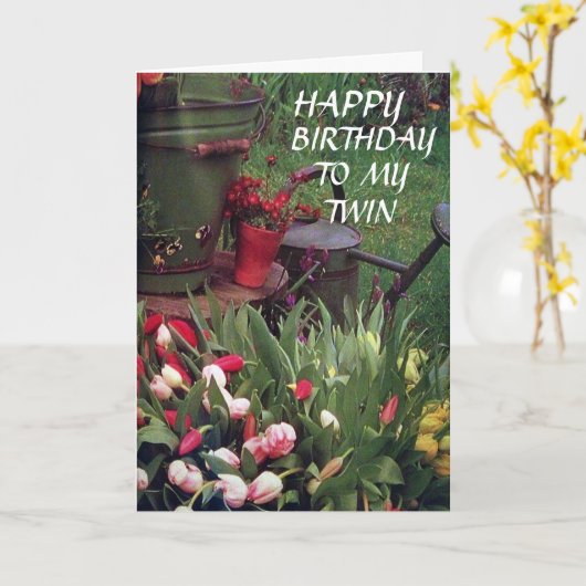 FIJN DAT WE DE VERJAARDAG DELEN MET ONZE TWEELINGZ KAART (Gele Bloem)