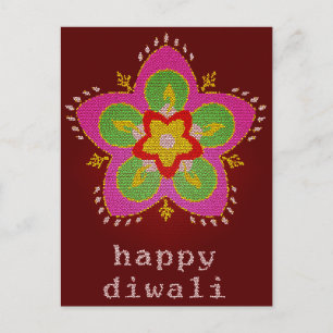 fijn diwali gekleurd glas rangoli briefkaart
