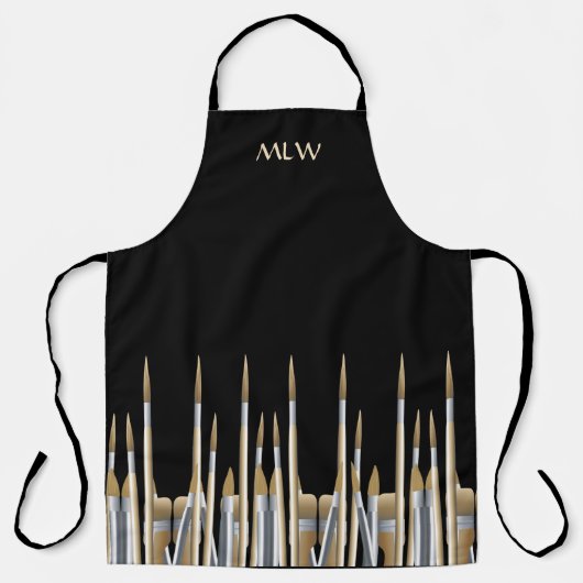 Fijn Kunstpalet en penselen op maat Schort (Voorkant)