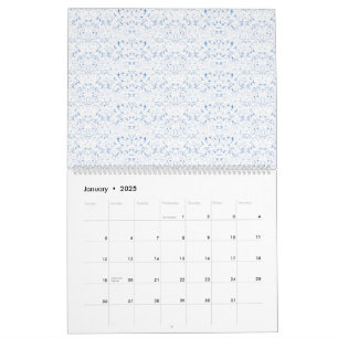 Fijn, lichtblauw patterend ontwerp dat zich herhaa kalender