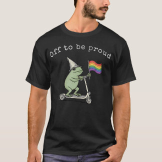 Fijn om trots te zijn Funny Frog Scooter Pride Lgb T-shirt