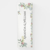 Fijn opgebloeide bruiloft spandoek (Verticaal)