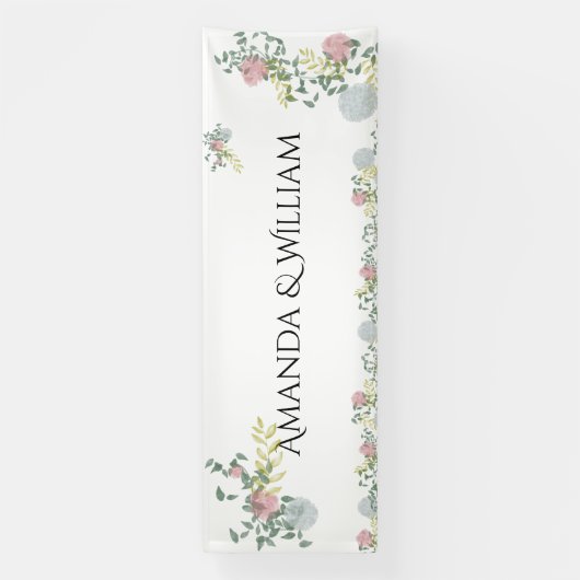 Fijn opgebloeide bruiloft spandoek (Verticaal)