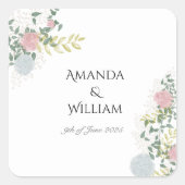 Fijn opgebloeide bruiloft vierkante sticker (Voorkant)