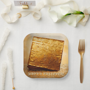 Fijn Pascha! Golden Matzah Papieren Bordje
