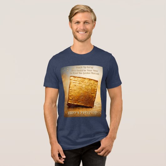 Fijn Pascha! Golden Matzah Tri-Blend Shirt (Voorkant volledig)