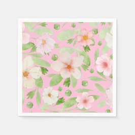Fijn pastelroze bloemmotief servet